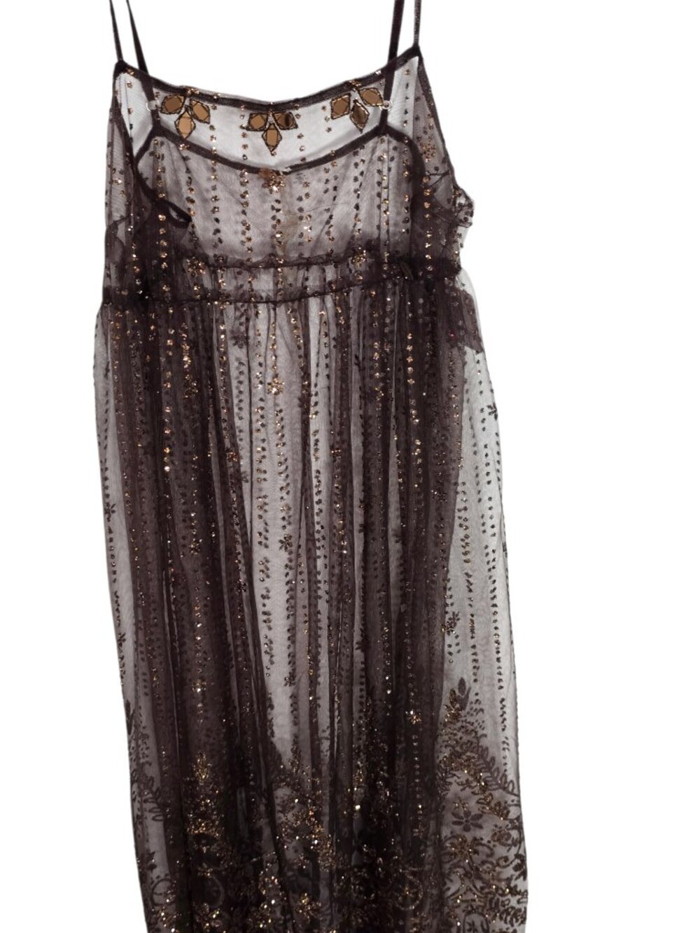 Free People Intimately Shaved Chocolate Brown Sheer Maxi Dress Medium NWT - Picture 5 of 14